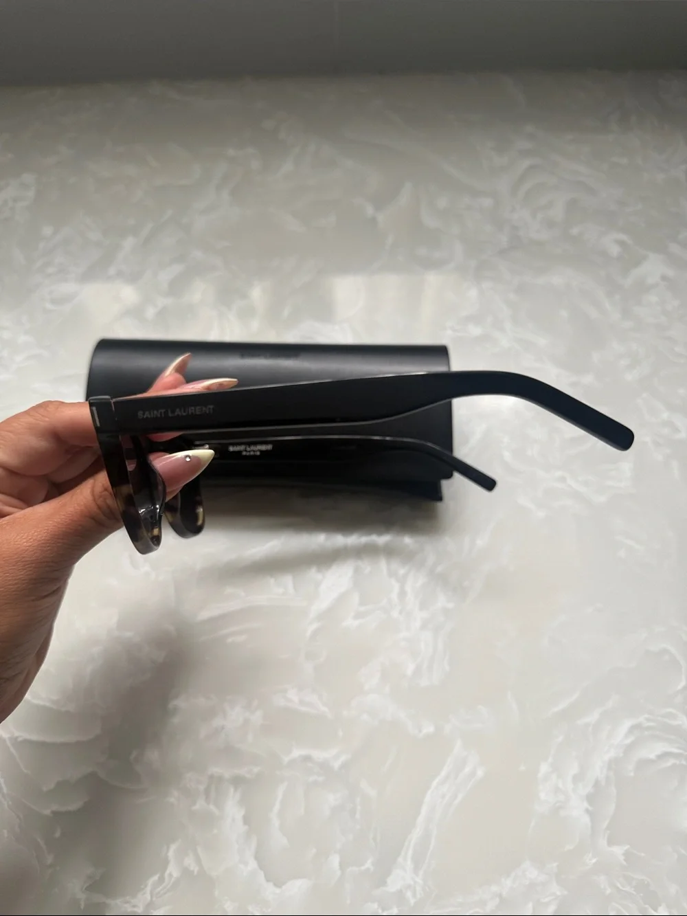 Saint Laurent Black and Tortoiseshell Wayfarer Sunglasses
